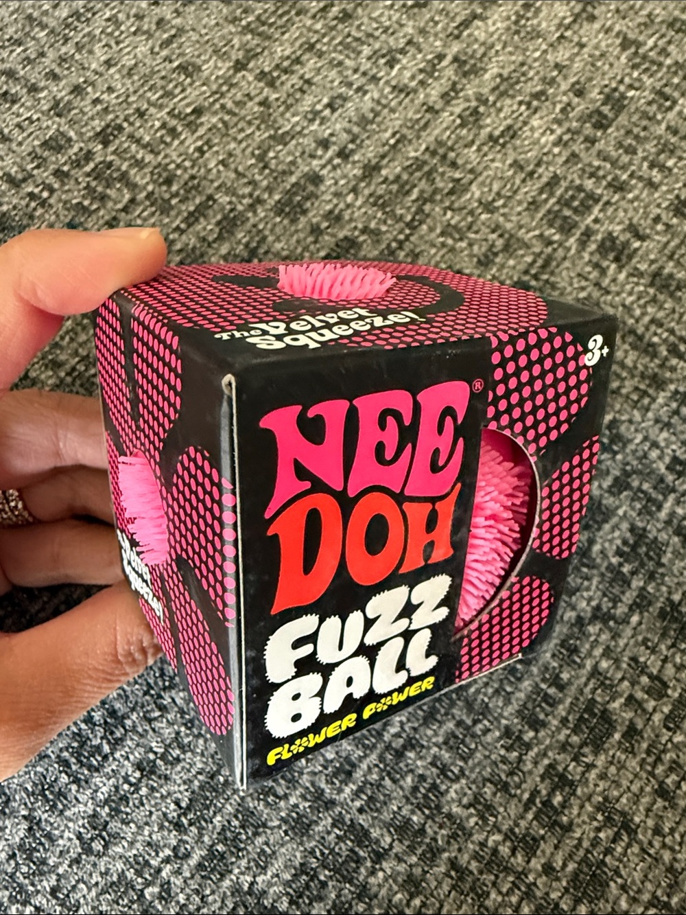 BNIB NeeDoh Fuzz Ball Flower Power, Pink